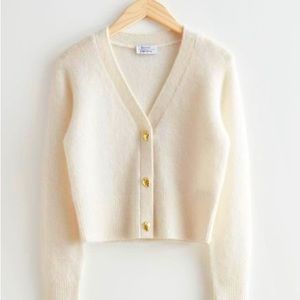 NWT & other stories - White Cardigan with Gold Heart Buttons